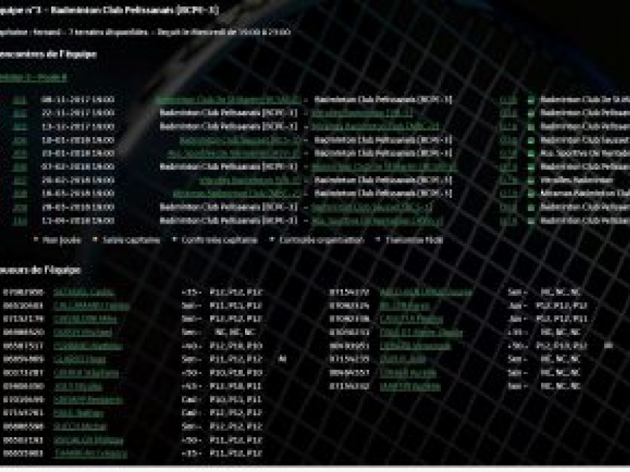 Calendrier Saison 2017/2018